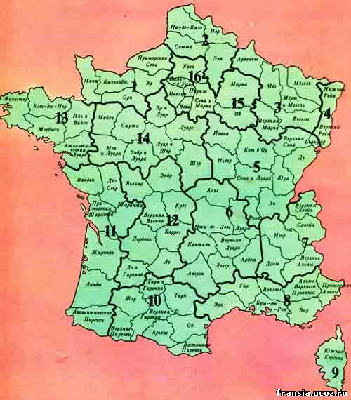 Карта исторических провинций Франции